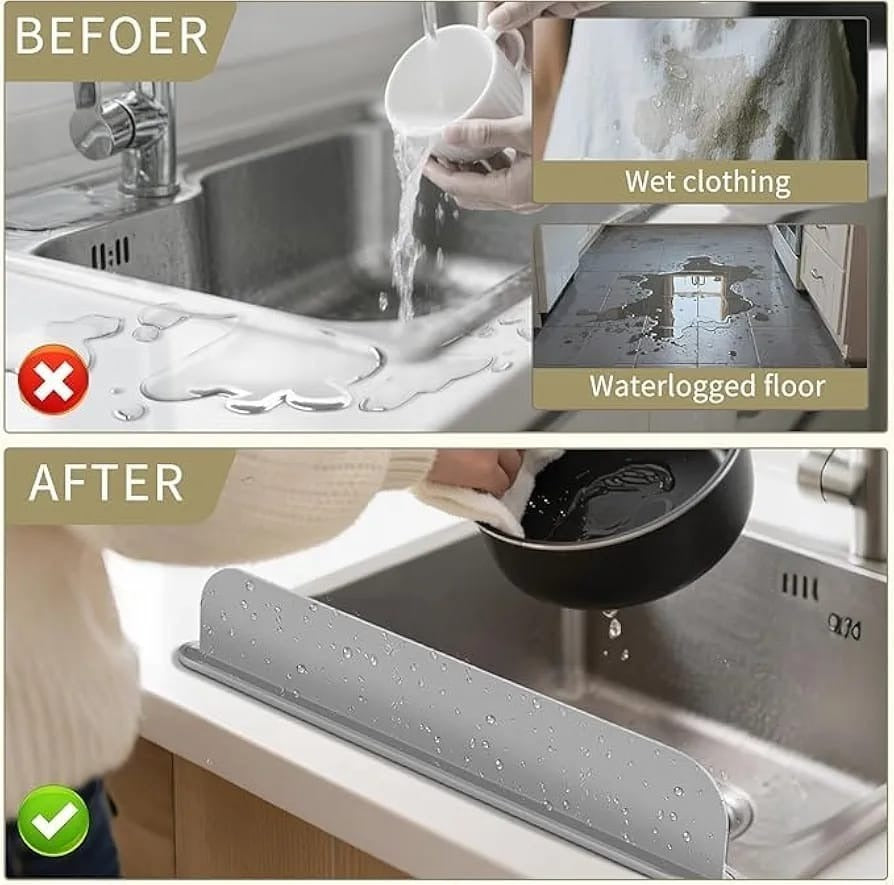 Silicone Sink Splash Guard with Suction Cups | Flexible Water Stopper